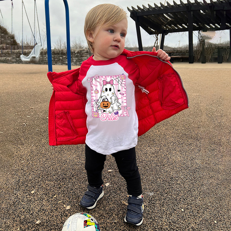 Personalized Kids Halloween Ghost Pumpkin Long Sleeves Shirt| Cloth12447