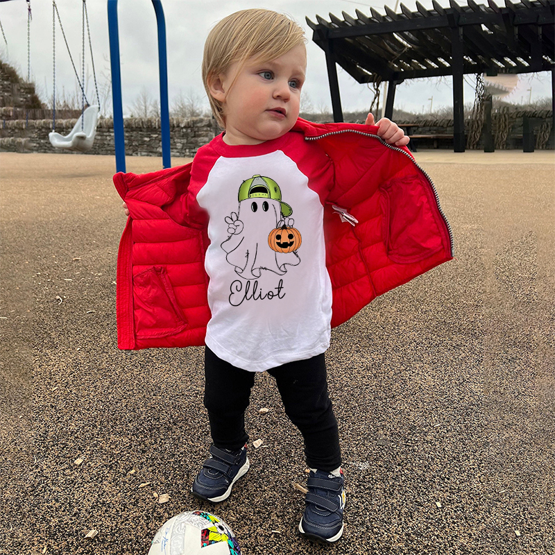 Personalized Kids Halloween Ghost Long Sleeves Shirt| Cloth12449