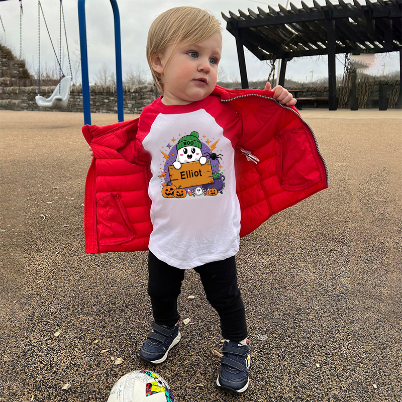 Personalized Kids Halloween Ghost Long Sleeves Shirt| Cloth12450