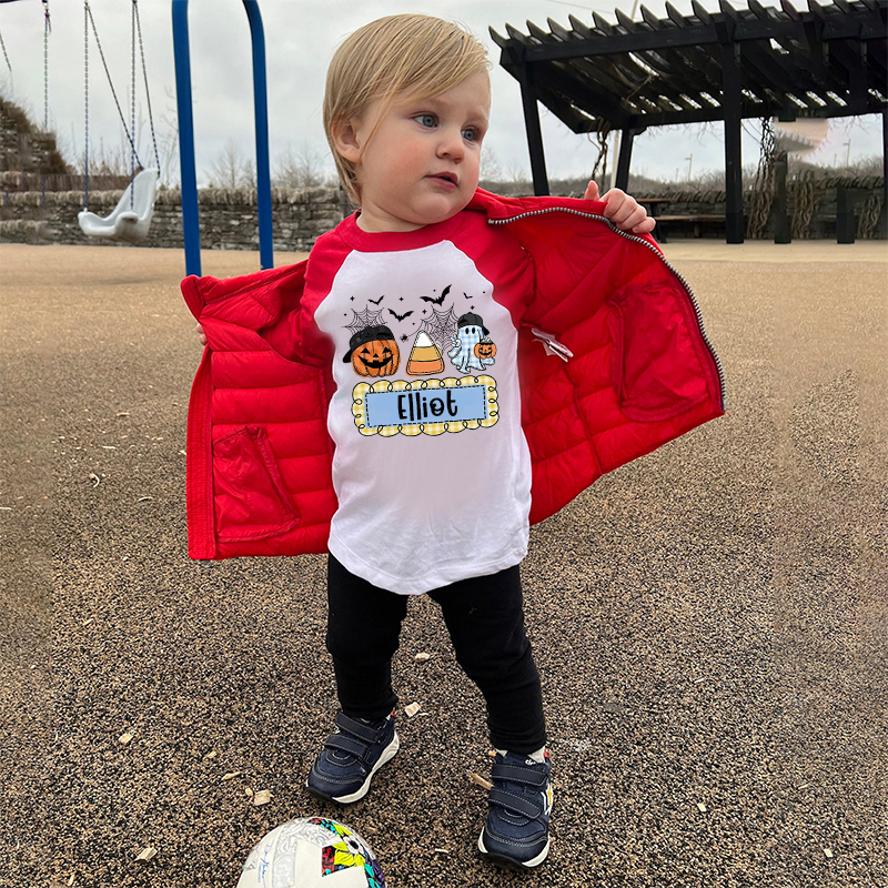 Personalized Kids Halloween  Ghost Pumpkin Long Sleeves Shirt| Cloth12451