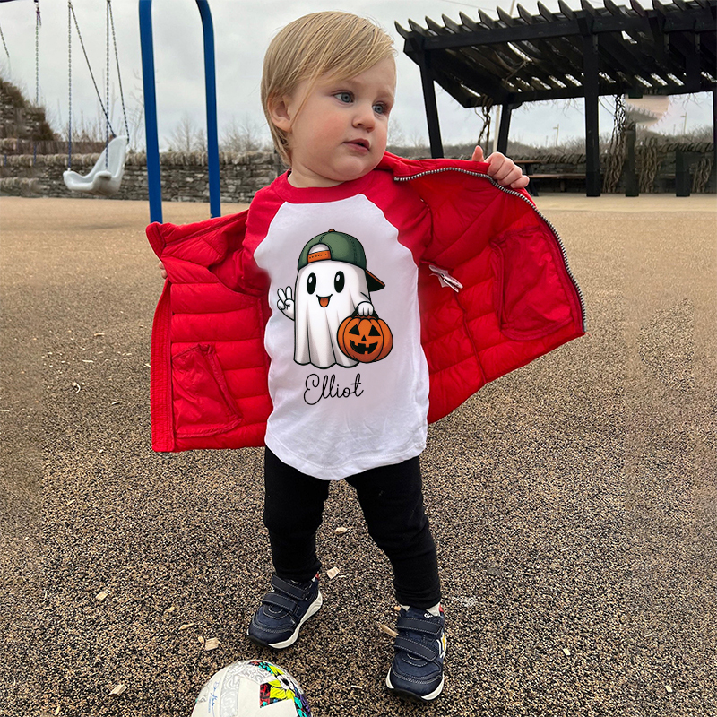 Personalized Kids Halloween Ghost Pumpkin Long Sleeves Shirt| Cloth12453
