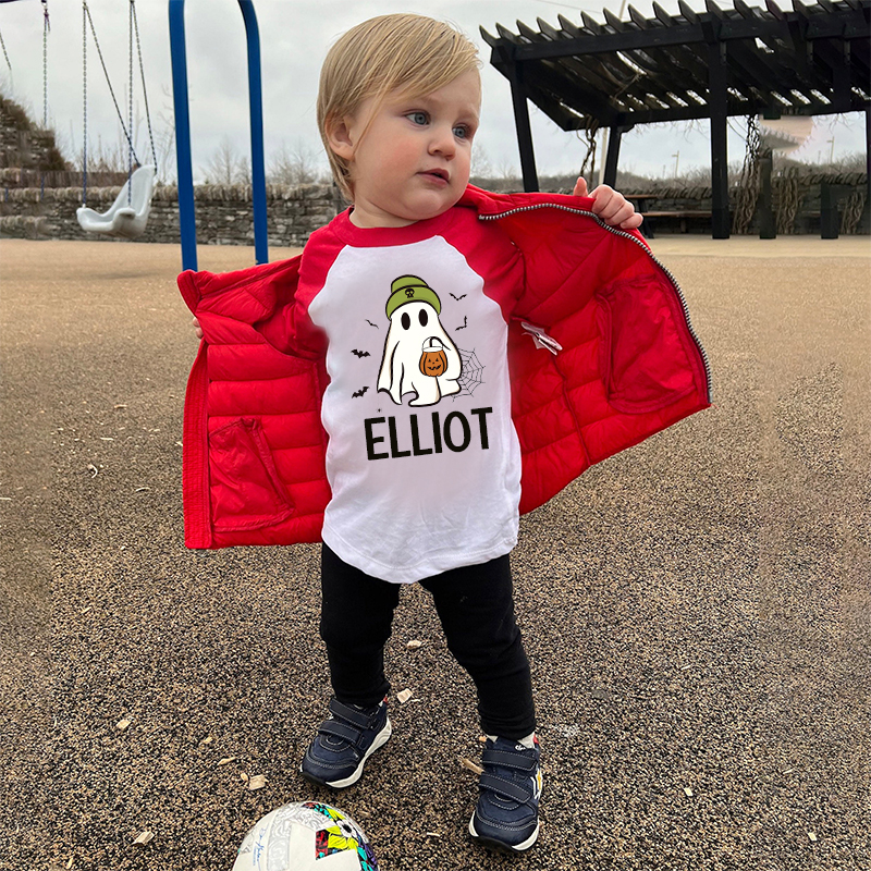 Personalized Kids Halloween Ghost Long Sleeves Shirt| Cloth12455