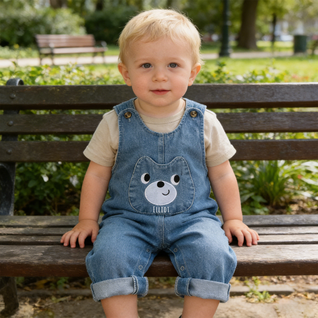 Personalized Baby Cute Bear Denim Overalls| Pants35