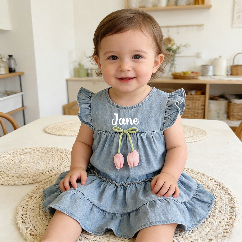 Personalized Baby Girl Summer Denim Dress| Dress75