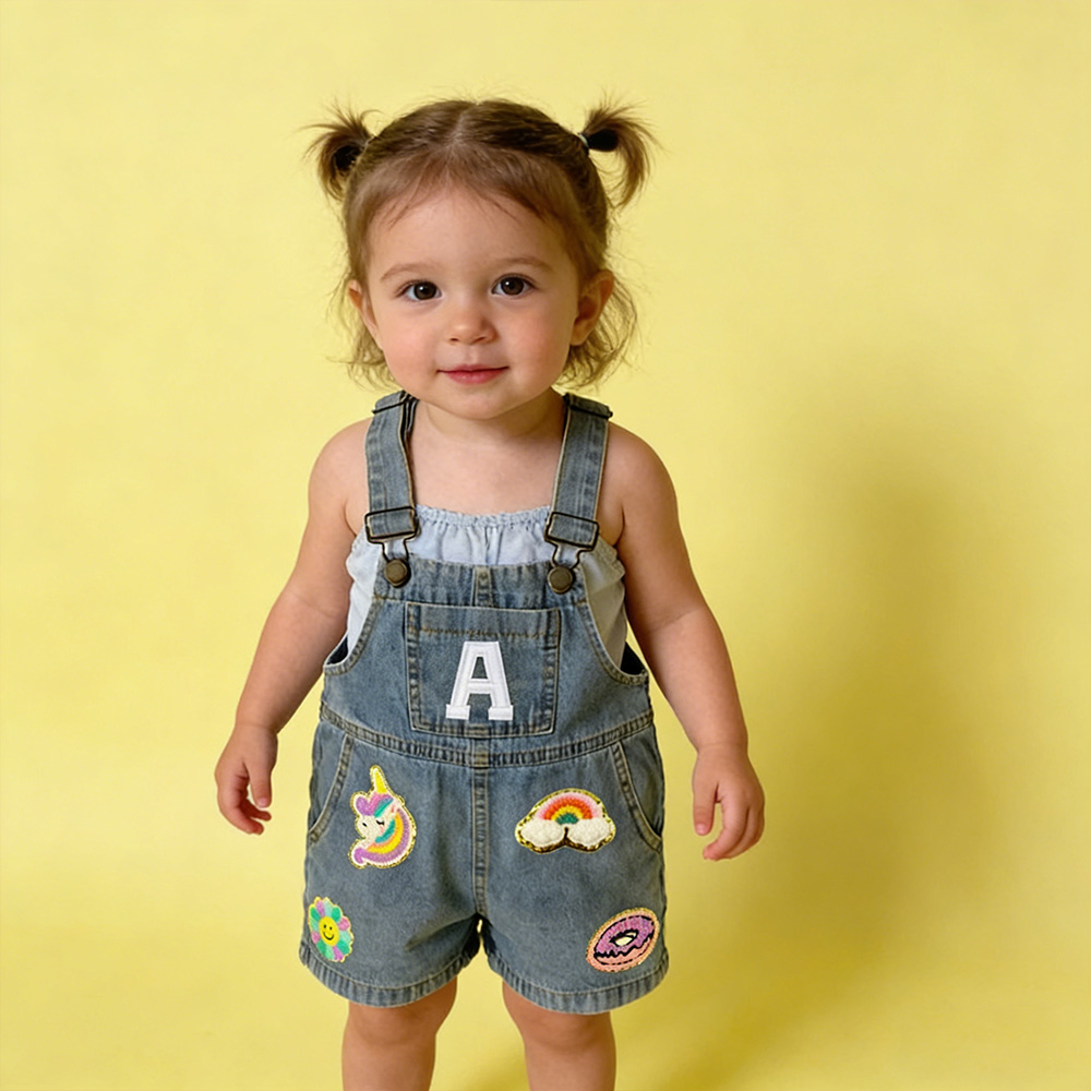 Personalized Kids Patch Denim Overalls| Pants23