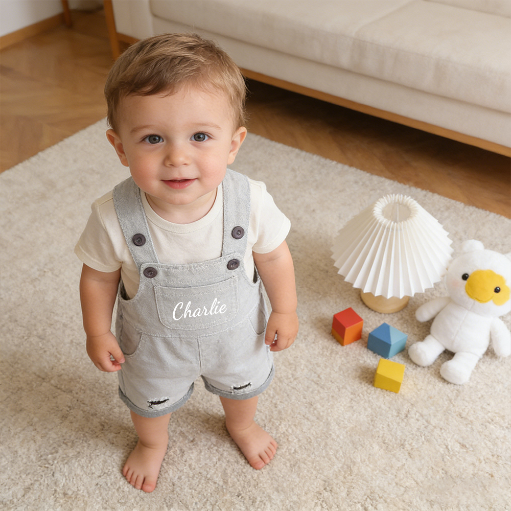 Personalized Kids Color Denim Overalls| Pants53