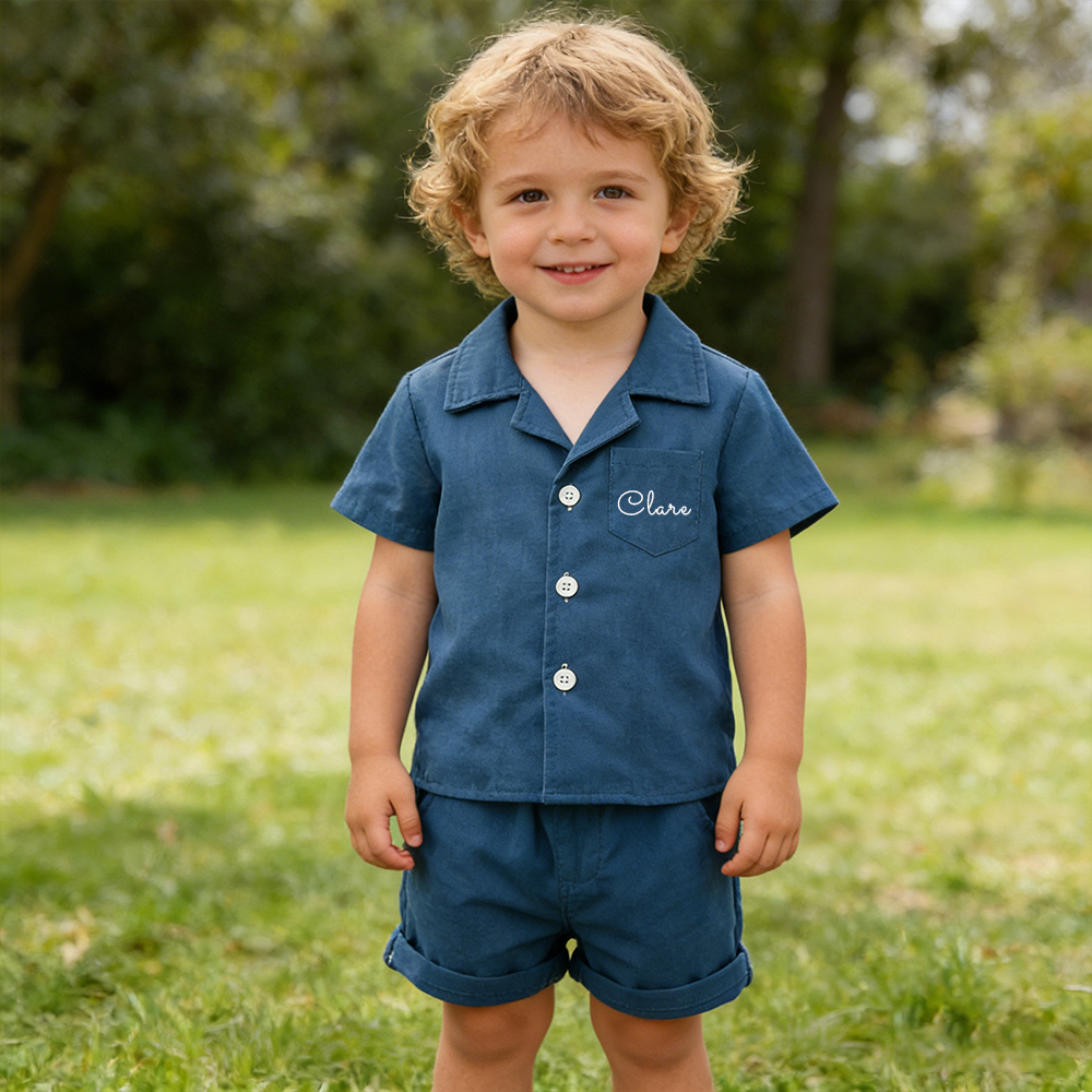 Personalized Boy Summer Casual Linen Short Set| Cloth269