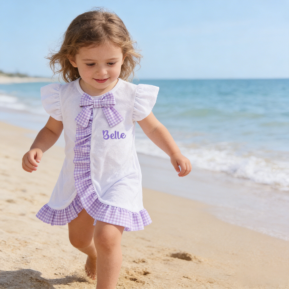 Personalized Girl Ruffle Beach Swim Cover Up| Swimsuit07