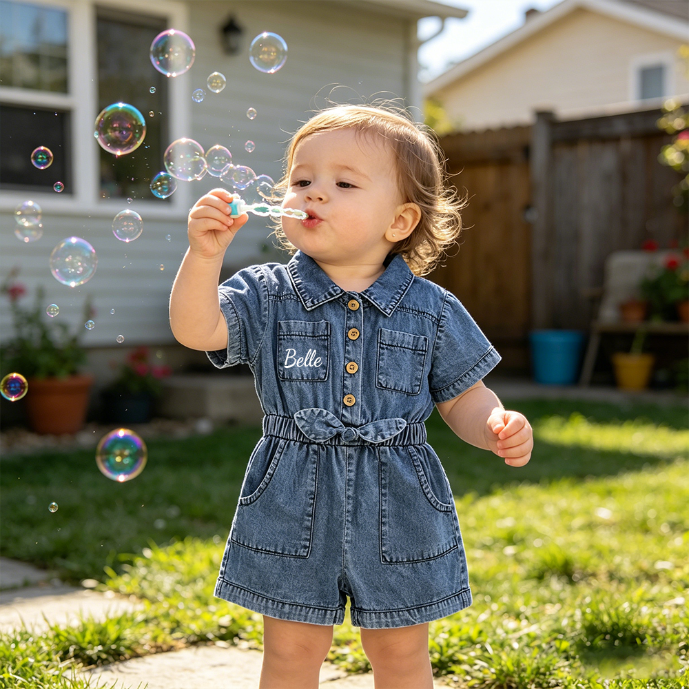 Personalized Girl Casual Denim Jumpsuit | cloth275