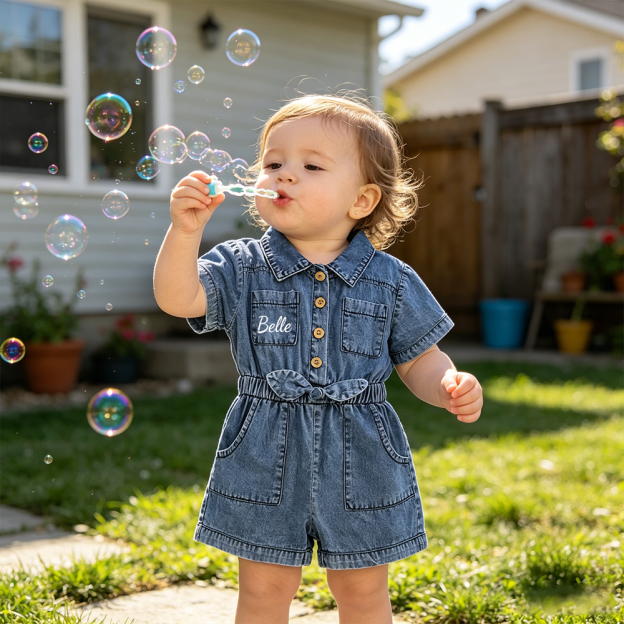 Personalized Girl Casual Denim Jumpsuit | cloth275