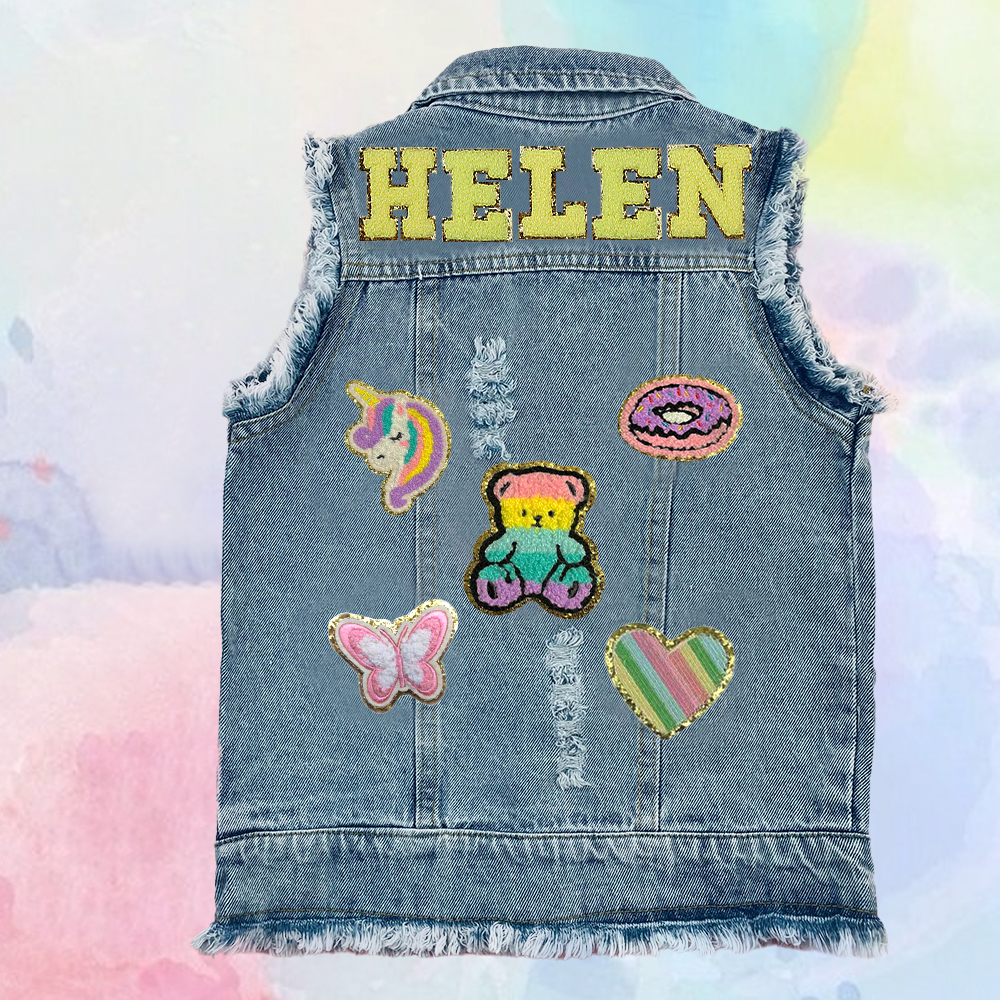 Personalized Kids Patch Denim Vest Jacket| Cloth224