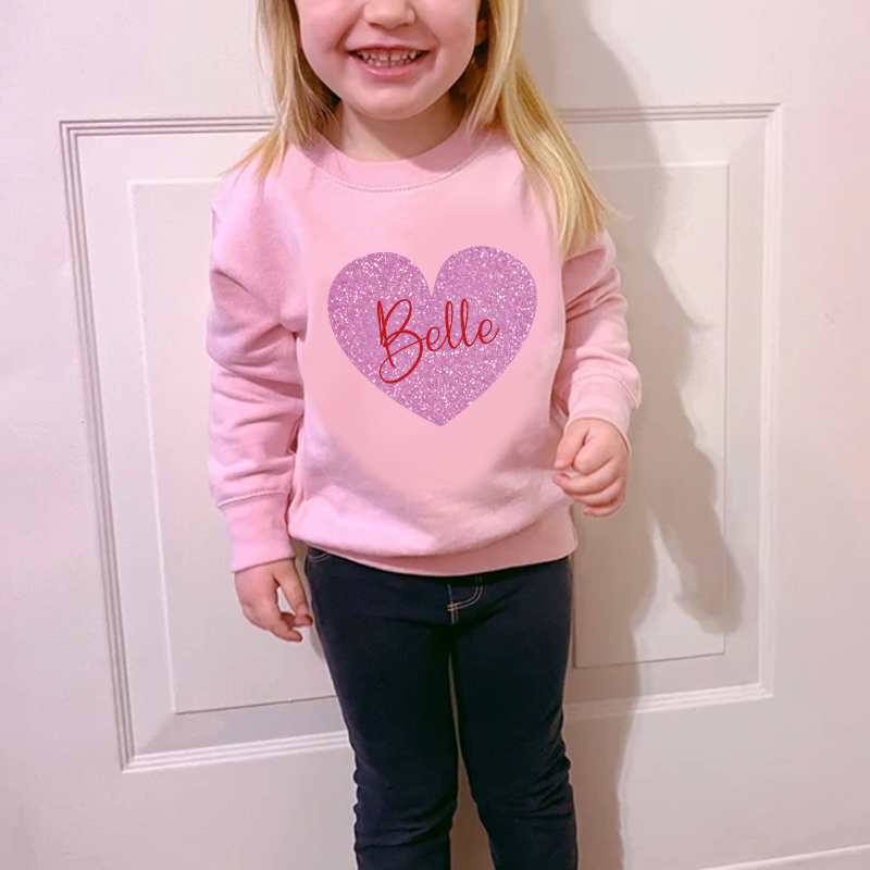 Personalized Girl Valentine's Day Glitter Sweatshirt| Cloth21302