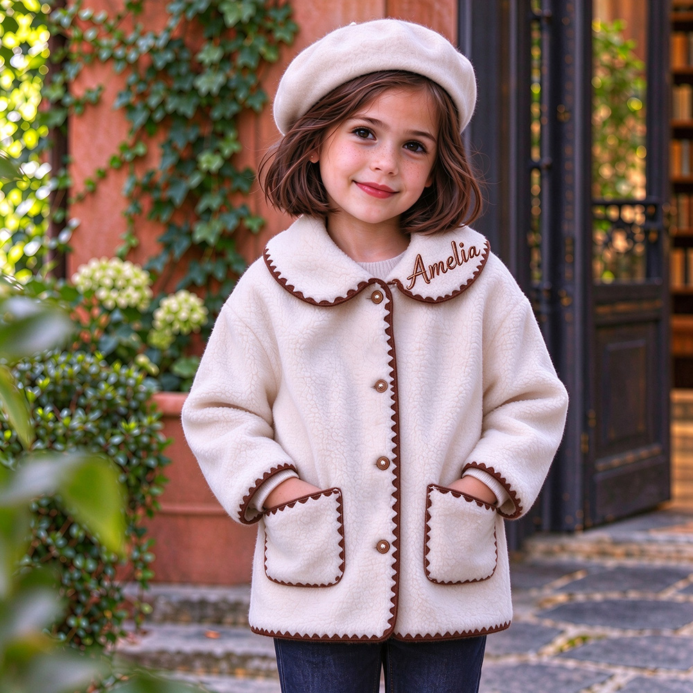 Personalized Embroidered Girls Sweet Teddy Fleece Coat | Cloth300