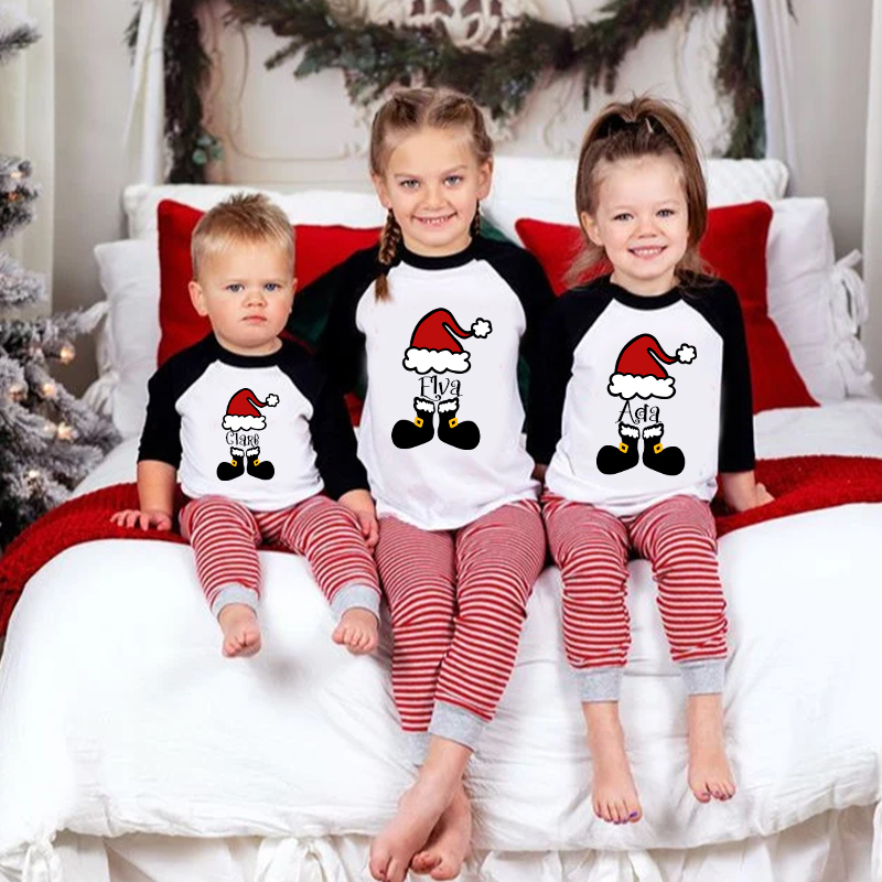 Personalized Kids Santa Hat Christmas Shirt| Cloth12412