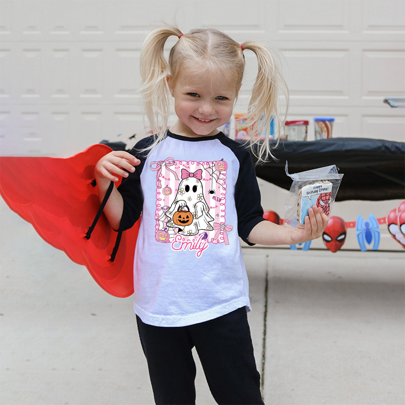 Personalized Kids Halloween Ghost Pumpkin Long Sleeves Shirt| Cloth12447