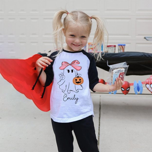 Personalized Kids Halloween Ghost Long Sleeves Shirt| Cloth12449