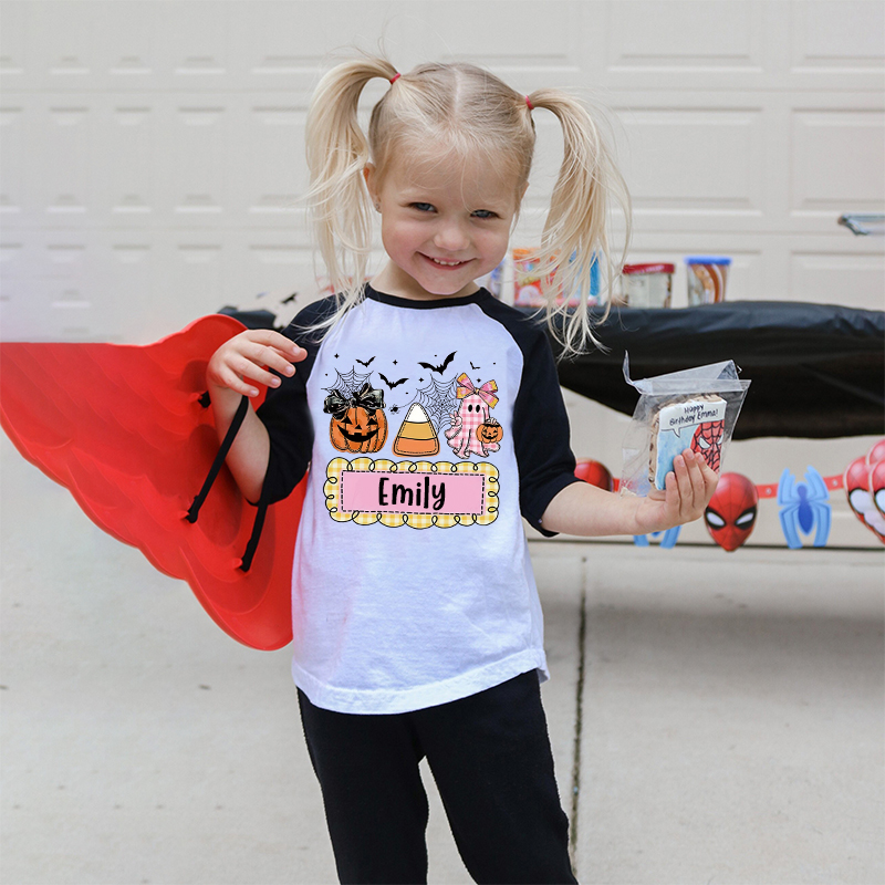 Personalized Kids Halloween  Ghost Pumpkin Long Sleeves Shirt| Cloth12451
