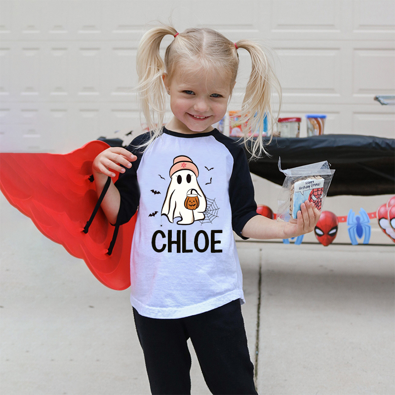 Personalized Kids Halloween Ghost Long Sleeves Shirt| Cloth12455