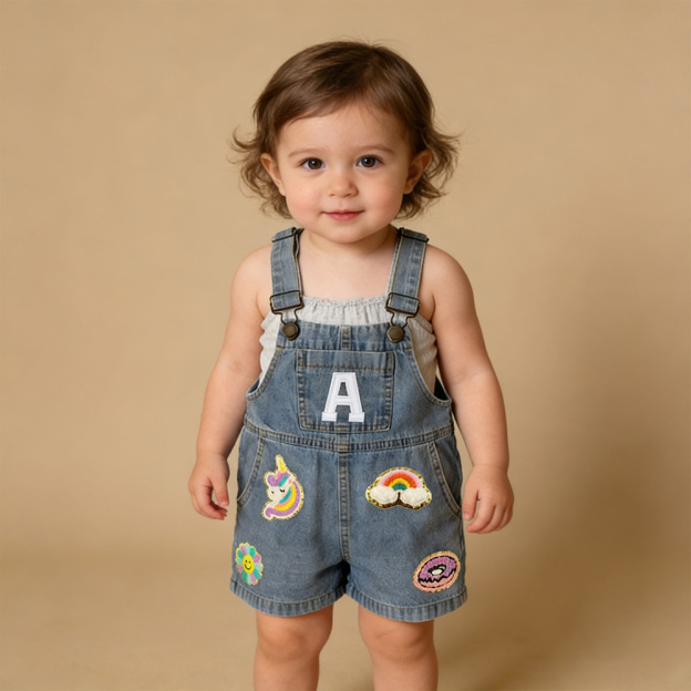 Personalized Kids Patch Denim Overalls| Pants23
