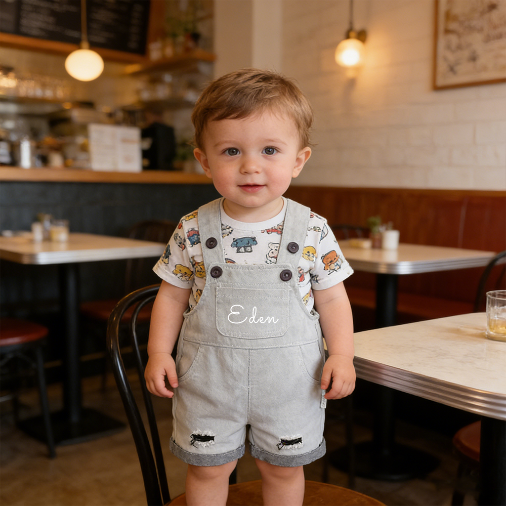 Personalized Kids Color Denim Overalls| Pants53