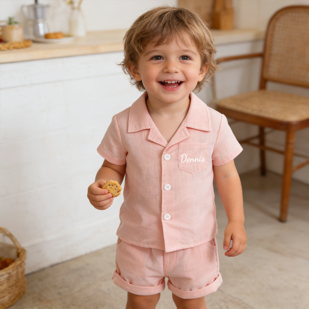 Personalized Boy Summer Casual Linen Short Set| Cloth269