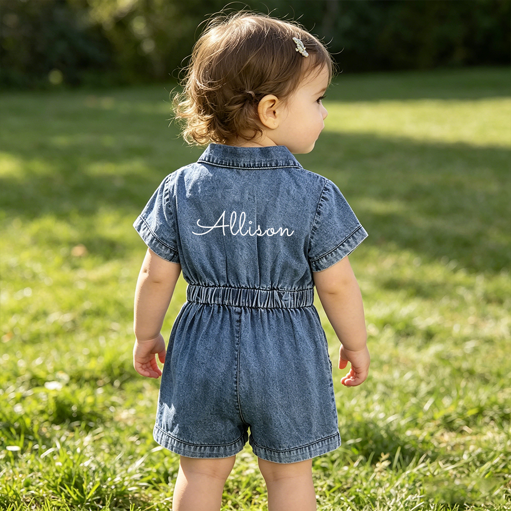 Personalized Girl Casual Denim Jumpsuit | cloth275