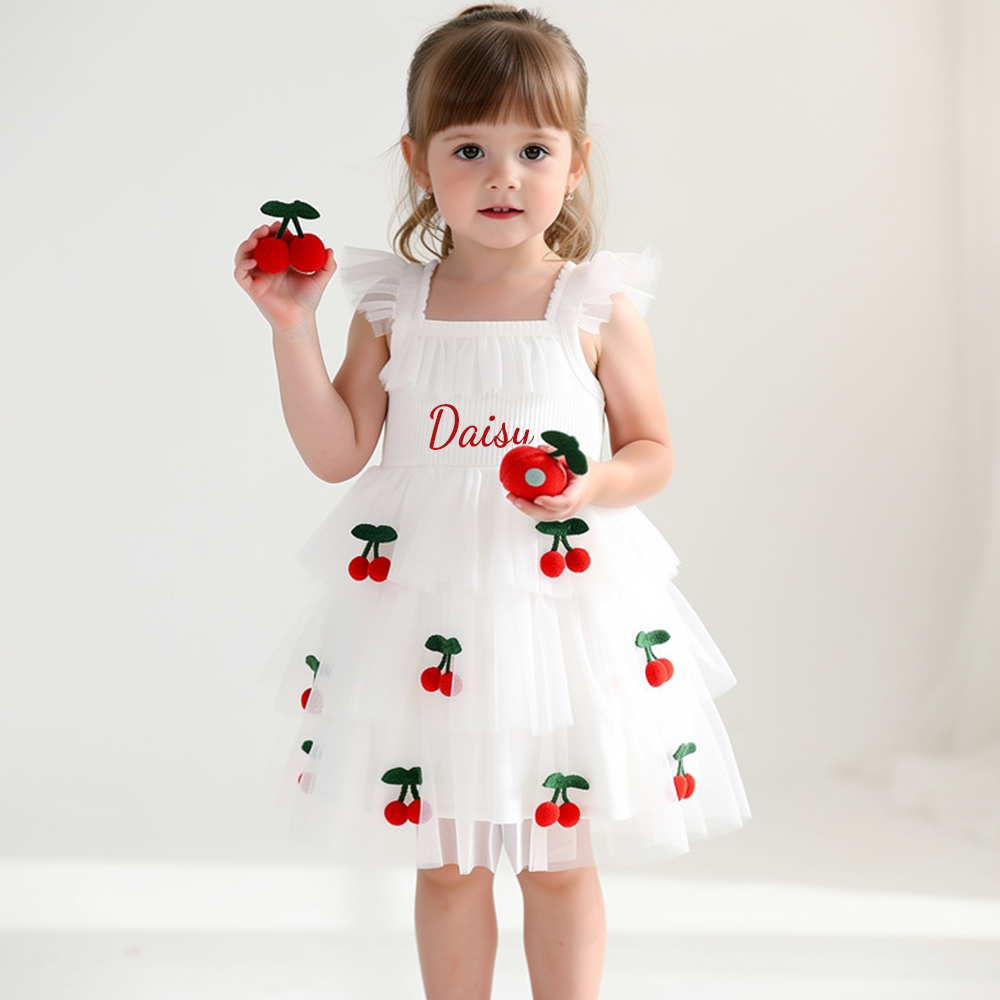 Personalized Girl Cherry Summer Tutu Dress| Dress102