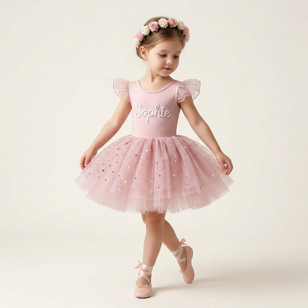 Personalized Hand Embroidered Girl Ballet Dance Tutu Dress| Dress106
