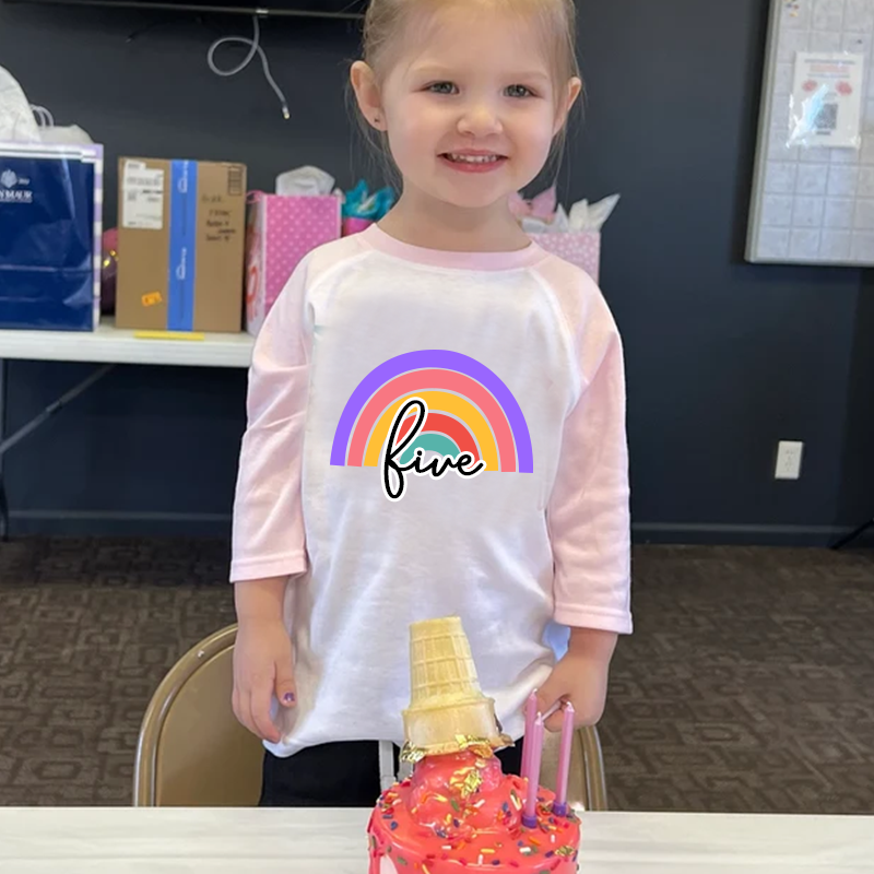 Personalized Girls Birthday Rainbow Long Sleeves Shirt| Cloth135