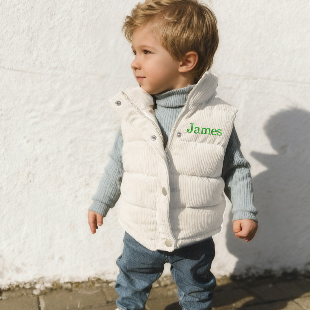 Personalized Kid Embroidered Corduroy Vest| Cloth252