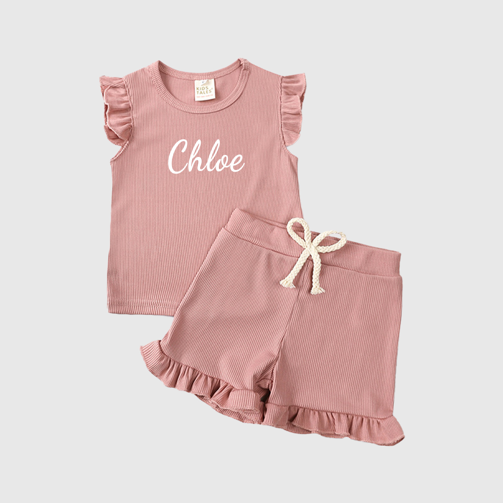 Personalized Girl Summer Ruffle T-Shirt and Shorts Set| Cloth231