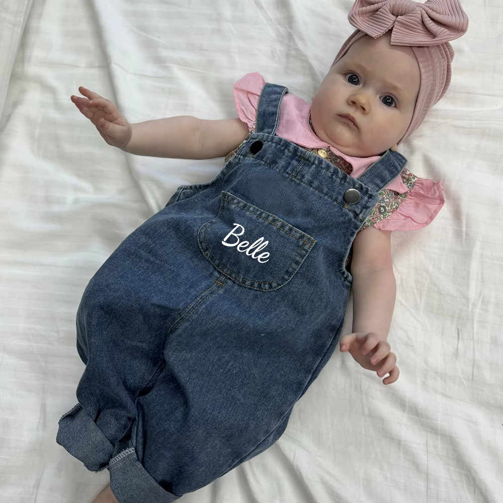 Personalized Kids Denim Overalls| Pants05
