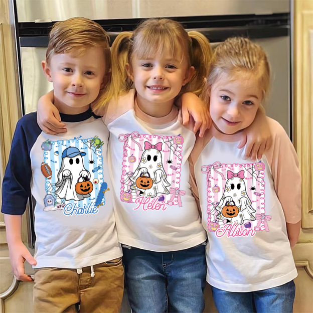 Personalized Kids Halloween Ghost Pumpkin Long Sleeves Shirt| Cloth12447