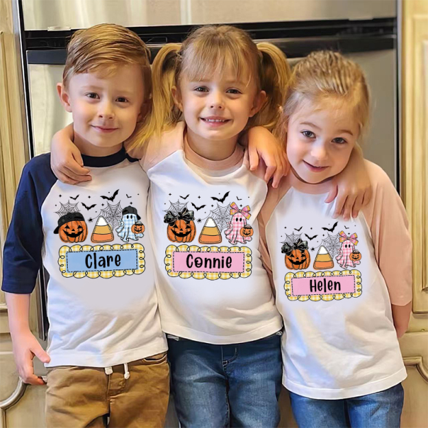 Personalized Kids Halloween  Ghost Pumpkin Long Sleeves Shirt| Cloth12451