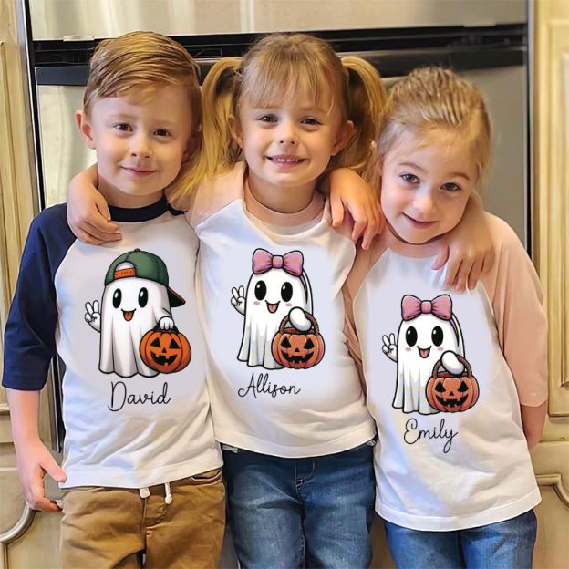 Personalized Kids Halloween Ghost Pumpkin Long Sleeves Shirt| Cloth12453