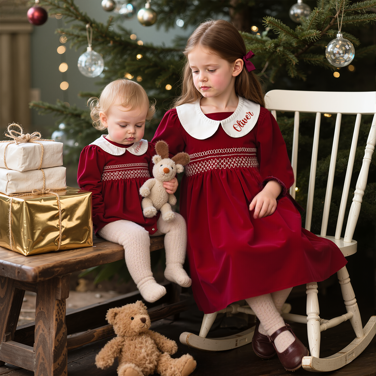 Personalized Girl Embroidered Christmas outfit| Cloth242