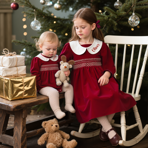 Personalized Girl Embroidered Christmas outfit| Cloth242