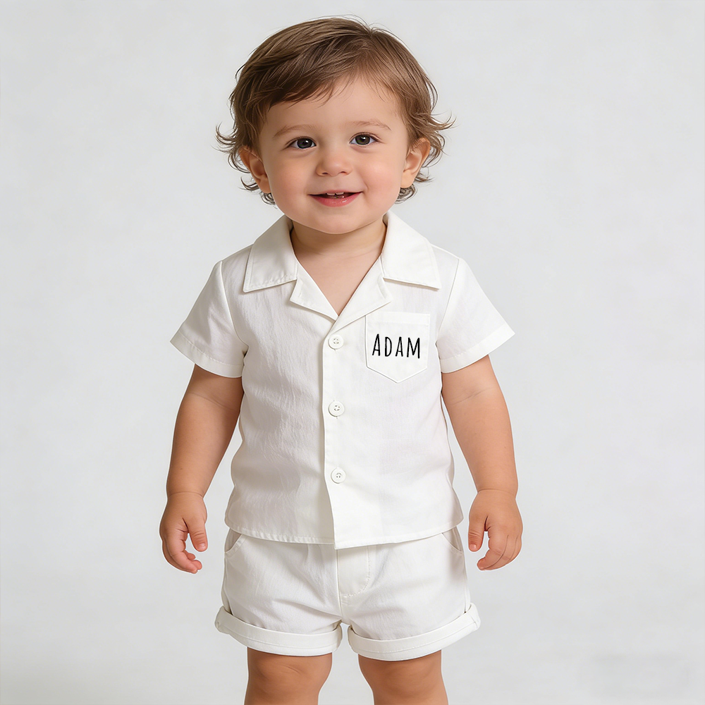 Personalized Boy Summer Casual Linen Short Set| Cloth269