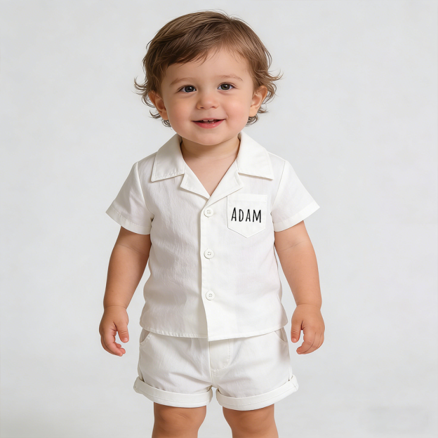 Personalized Boy Summer Casual Linen Short Set| Cloth269