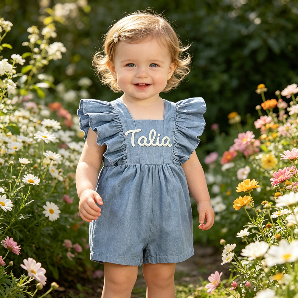 Personalized Baby Girl Hand Knitted Bubble Romper| BBcloth136