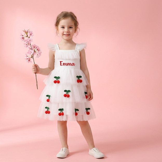 Personalized Girl Cherry Summer Tutu Dress| Dress102