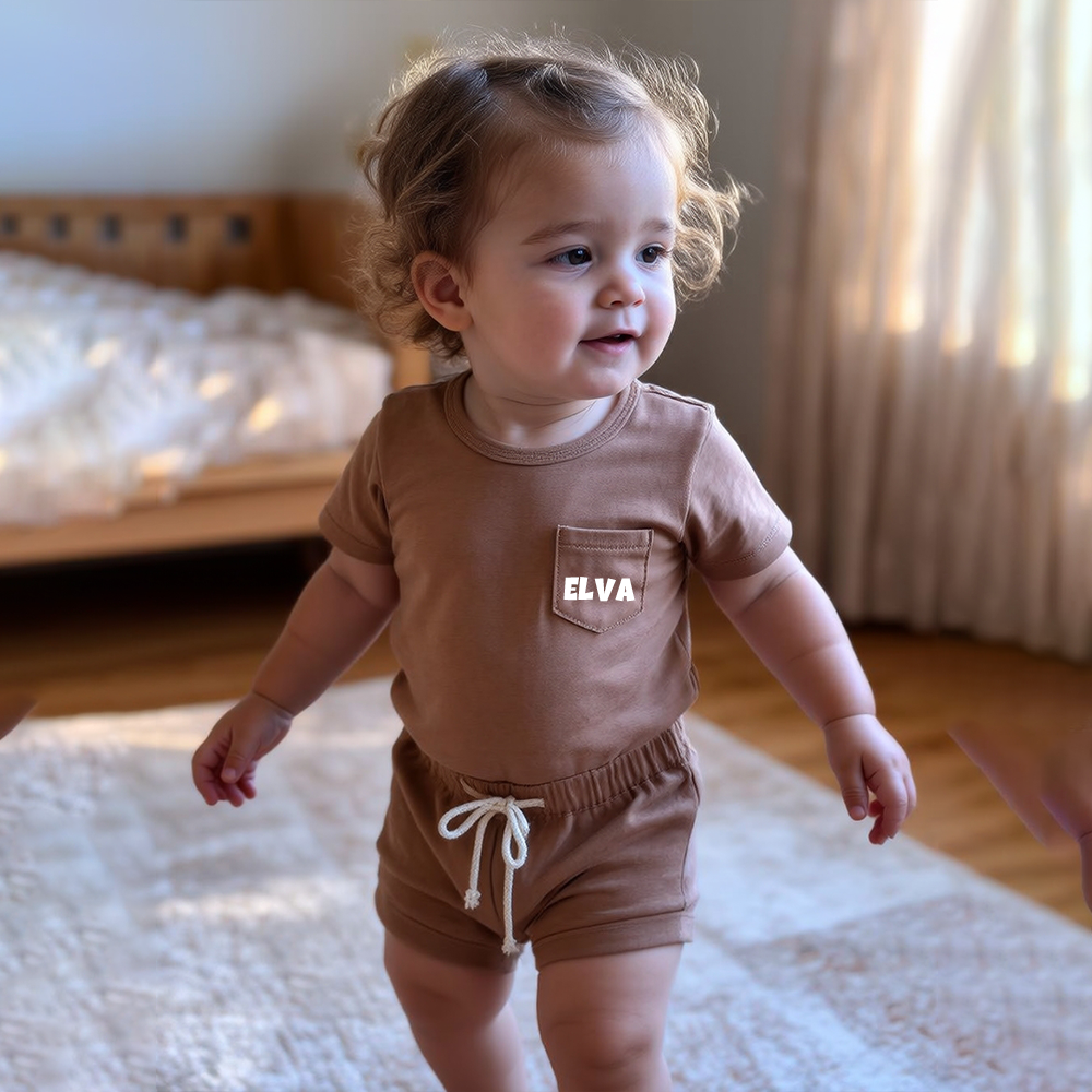 Personalized Kid Casual Top and Shorts Set| BBcloth143
