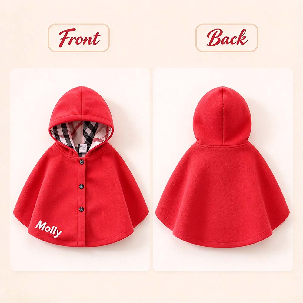 Personalized Embroidered Kids Winter Warm Cape | Cloth296