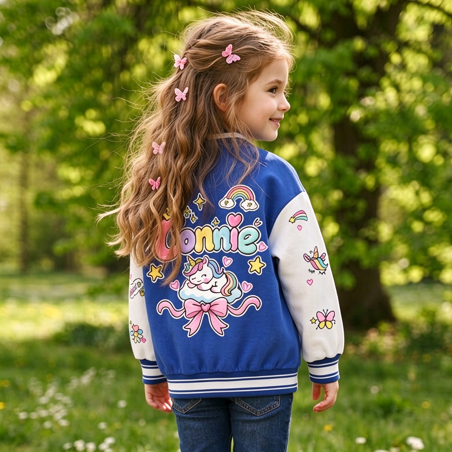 Personalized Kids Unicorn Varsity Jacket | Cloth290