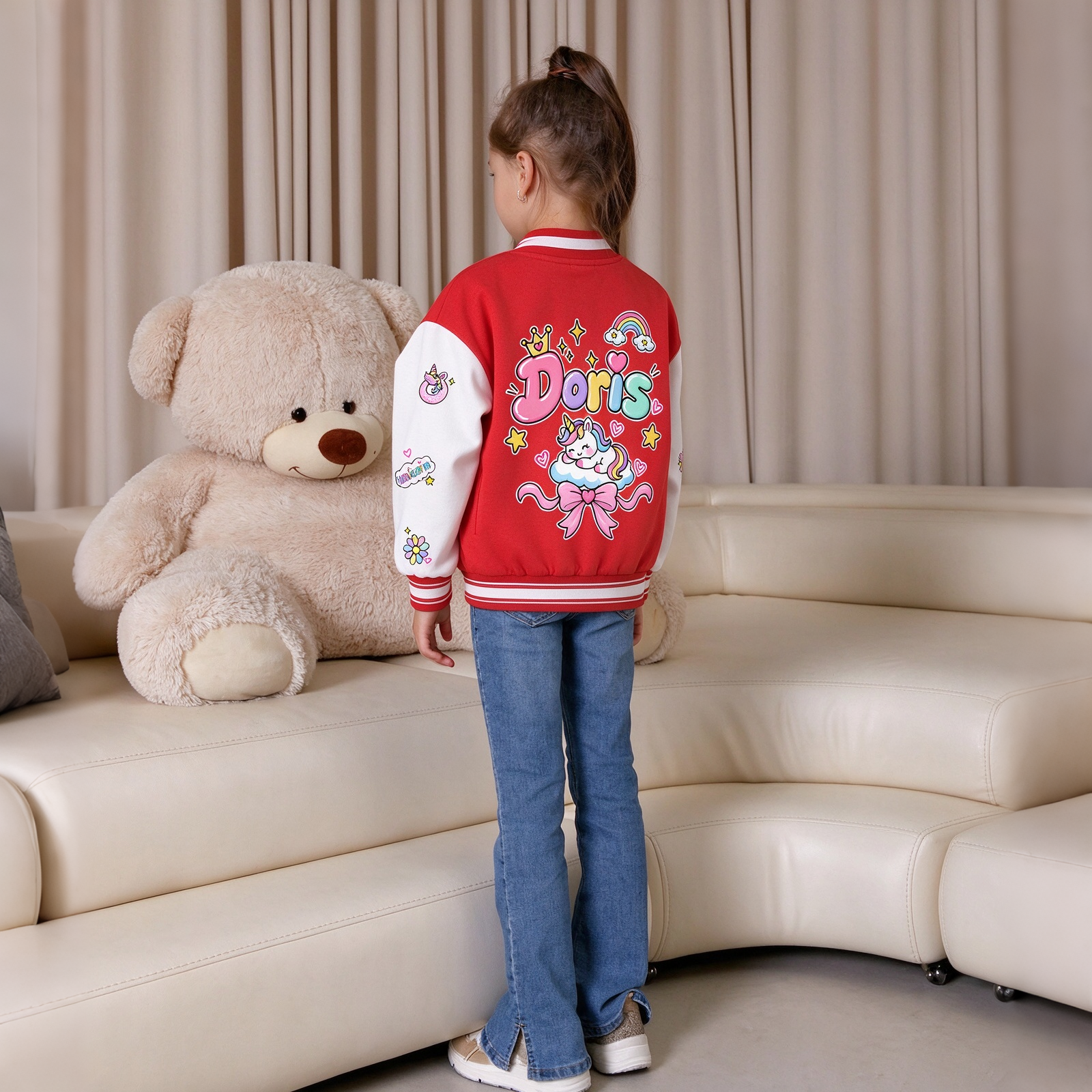 Personalized Kids Unicorn Varsity Jacket | Cloth290