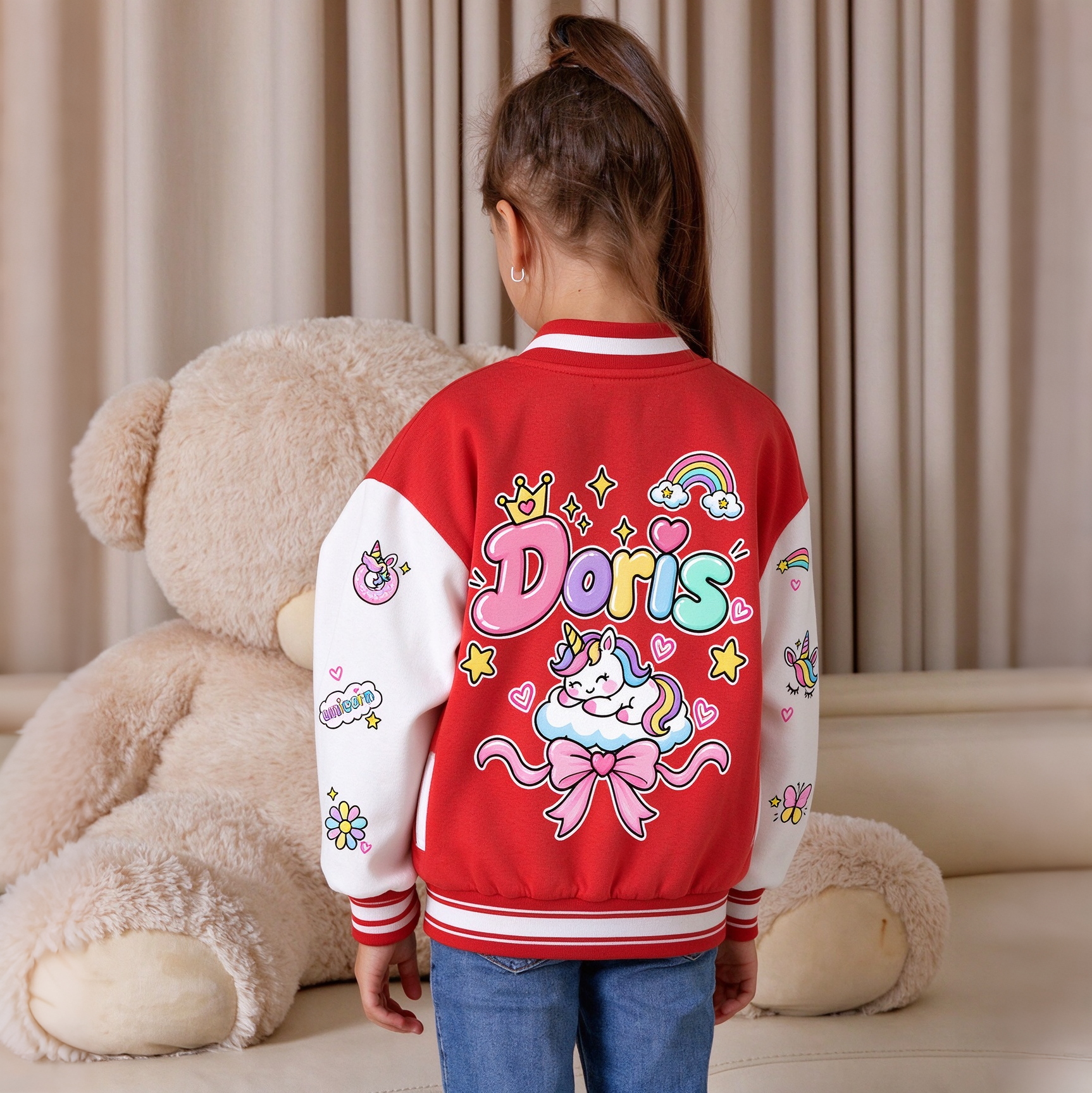 Personalized Kids Unicorn Varsity Jacket | Cloth290