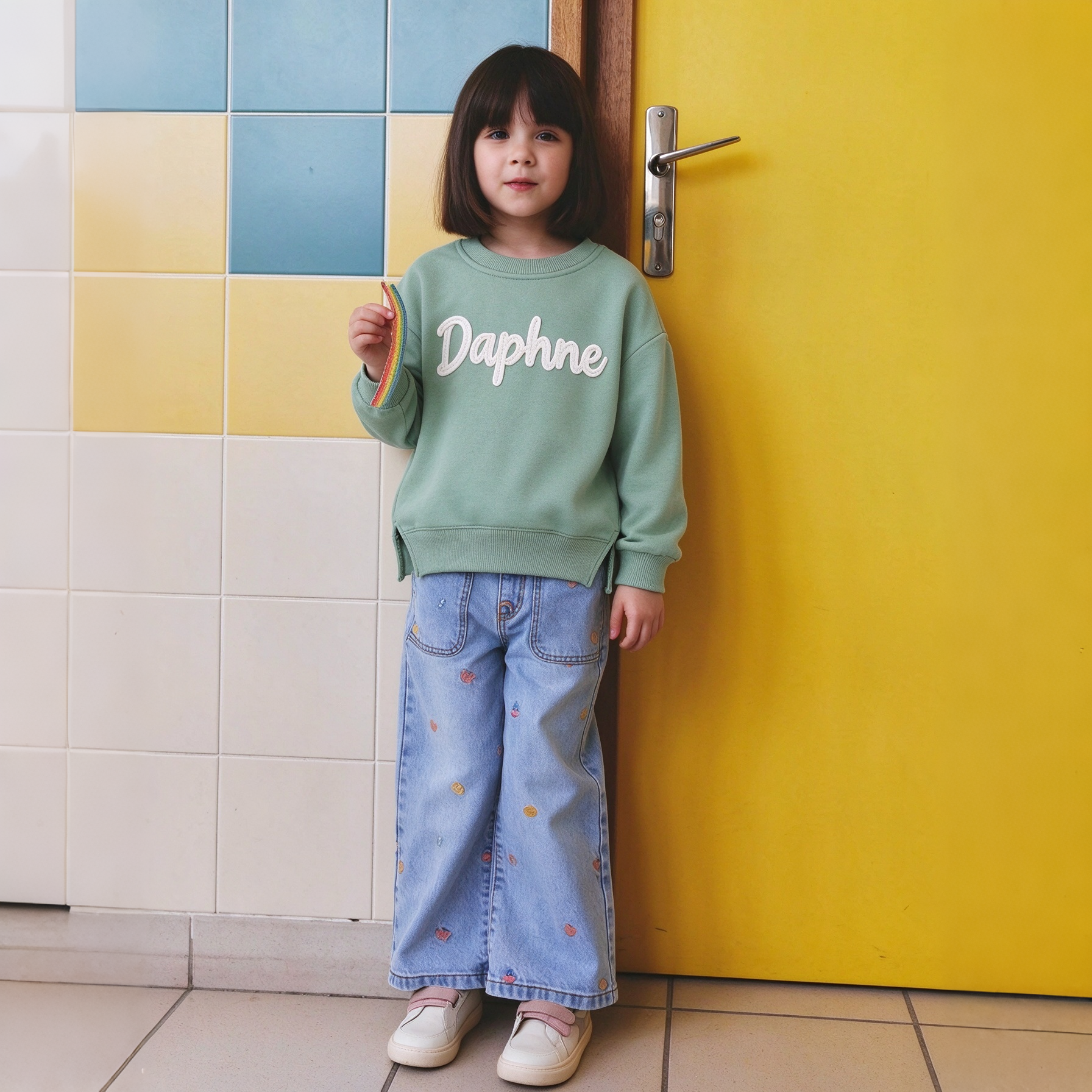 Personalized Hand-Embroidered Kid Cozy Soft Crewneck Sweatshirt | Cloth293