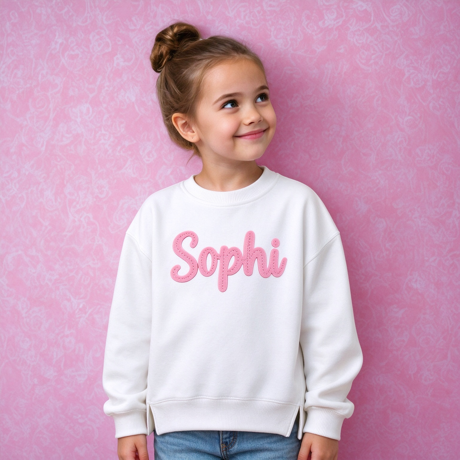 Personalized Hand-Embroidered Kid Cozy Soft Crewneck Sweatshirt | Cloth293