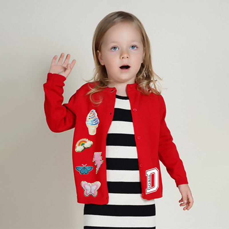 Personalized Hand Patch Color Kids Button Cardigan | inSweater07
