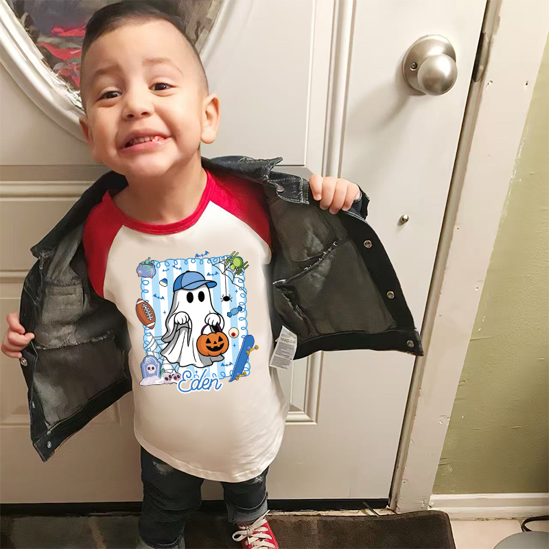 Personalized Kids Halloween Ghost Pumpkin Long Sleeves Shirt| Cloth12447